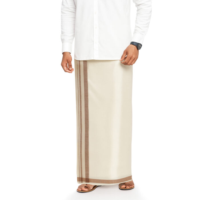 Dhoti_6 copy Bengal Khadi Muslin Brown Border Dhoti (6) - Image 1