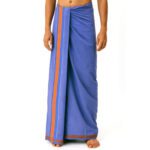 Kerala Handloom Viloet Lungi with Red and Blue Stripe (180 x 130 cm) - Image 2