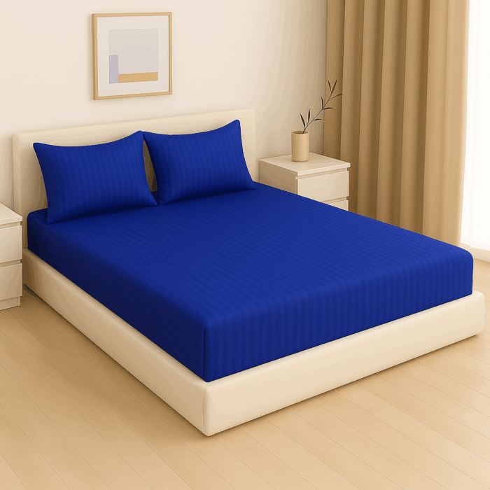 Premium 400 TC Cotton Striped Bedsheet with 2 Pillow Covers (14) - Image 2