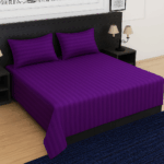 Premium 400 TC Cotton Striped Bedsheet with 2 Pillow Covers (19)