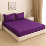 Premium 400 TC Cotton Striped Bedsheet with 2 Pillow Covers (19) - Image 2