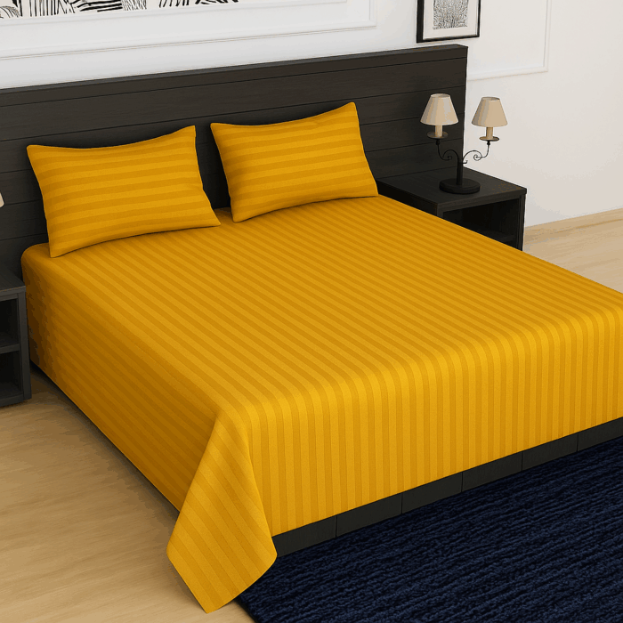 bd22(1) Premium 400 TC Cotton Striped Bedsheet with 2 Pillow Covers (20) - Image 1