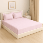 Premium 400 TC Cotton Striped Bedsheet with 2 Pillow Covers (22) - Image 2