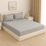 Premium 400 TC Cotton Striped Bedsheet with 2 Pillow Covers (24) - Image 2