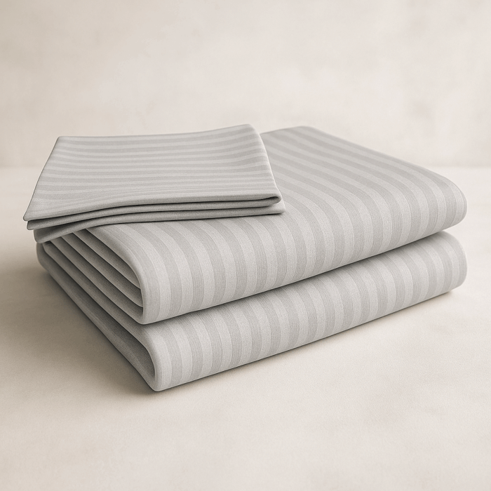Premium 400 TC Cotton Striped Bedsheet with 2 Pillow Covers (24) - Image 3