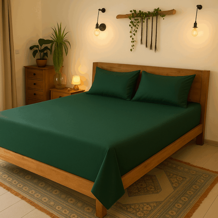 bd30(1) Premium 400 TC Plain Cotton Bedsheet with 2 Pillow Covers (8) - Image 1