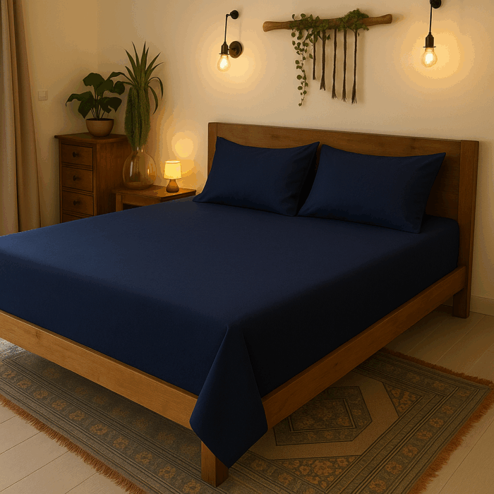 bd3(1) Premium 400 TC Plain Cotton Bedsheet with 2 Pillow Covers (1) - Image 1