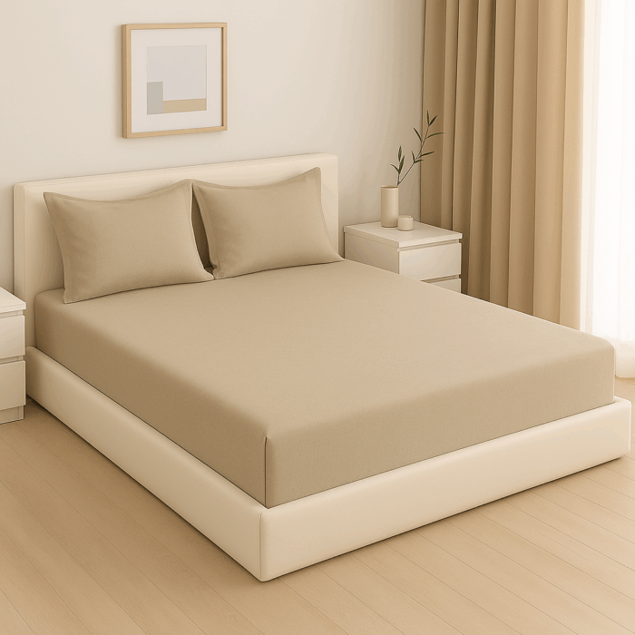 Premium 400 TC Plain Cotton Bedsheet with 2 Pillow Covers (9) - Image 2