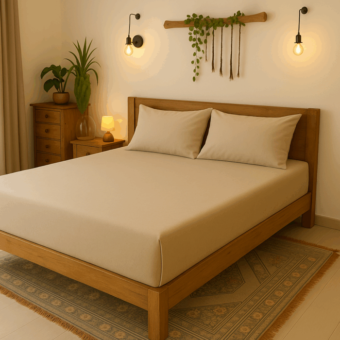 bd31(2) Premium 400 TC Plain Cotton Bedsheet with 2 Pillow Covers (9) - Image 1