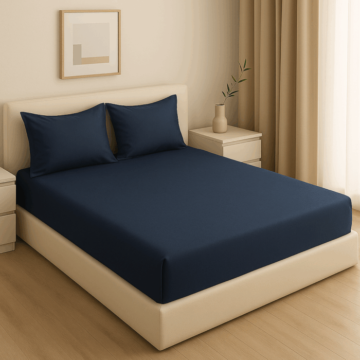 Premium 400 TC Plain Cotton Bedsheet with 2 Pillow Covers (1) - Image 2