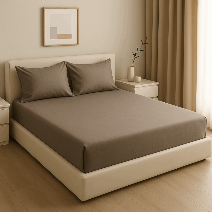 Premium 400 TC Plain Cotton Bedsheet with 2 Pillow Covers (10) - Image 2