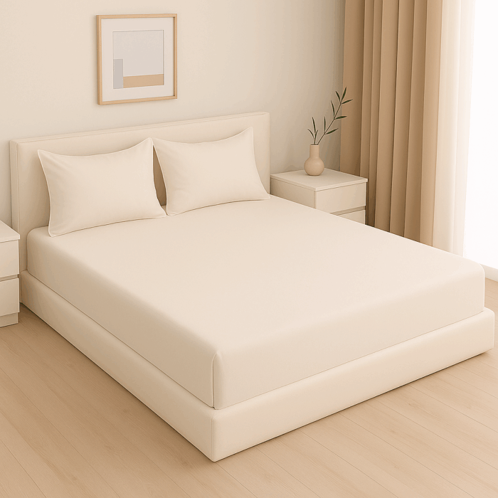 Premium 400 TC Plain Cotton Bedsheet with 2 Pillow Covers (11) - Image 2