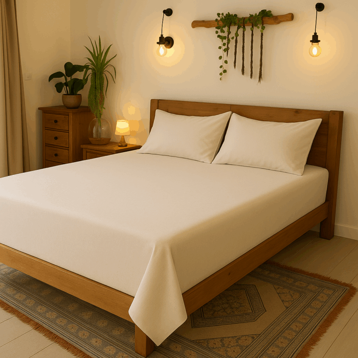 bd33(3) Premium 400 TC Plain Cotton Bedsheet with 2 Pillow Covers (11) - Image 1