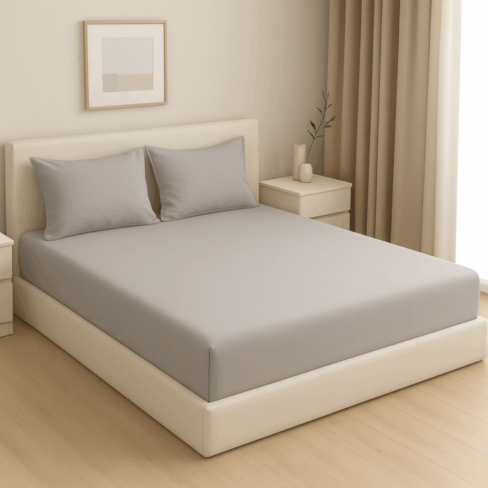Premium 400 TC Plain Cotton Bedsheet with 2 Pillow Covers (12) - Image 2
