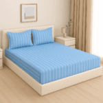 Premium 400 TC Cotton Striped Bedsheet with 2 Pillow Covers (29) - Image 2