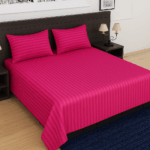 Premium 400 TC Cotton Striped Bedsheet with 2 Pillow Covers (30)