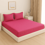 Premium 400 TC Cotton Striped Bedsheet with 2 Pillow Covers (30) - Image 2