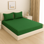 Premium 400 TC Cotton Striped Bedsheet with 2 Pillow Covers (32) - Image 2