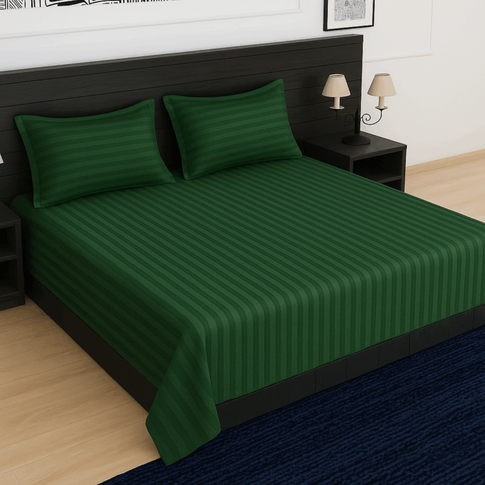 bd39(3) Premium 400 TC Cotton Striped Bedsheet with 2 Pillow Covers (32) - Image 1