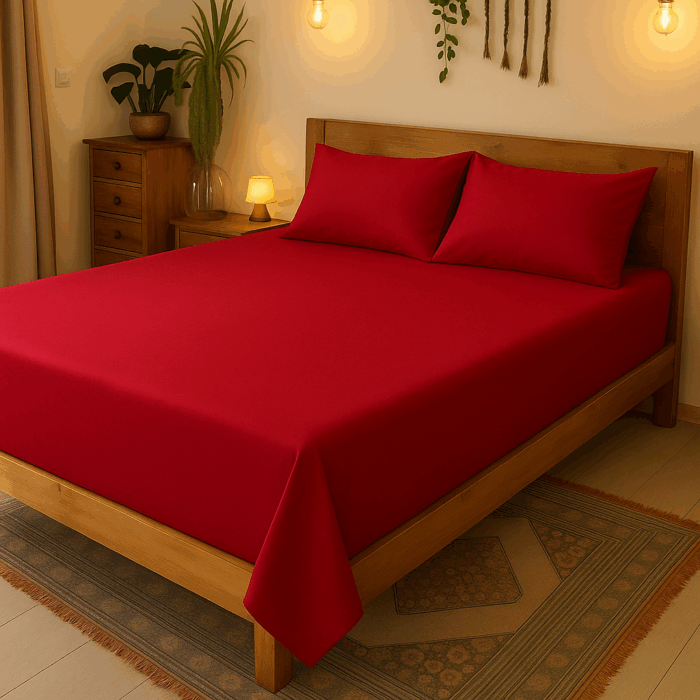 bd4(1) Premium 400 TC Plain Cotton Bedsheet with 2 Pillow Covers (2) - Image 1
