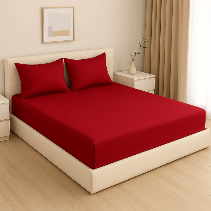 Premium 400 TC Plain Cotton Bedsheet with 2 Pillow Covers (2) - Image 2