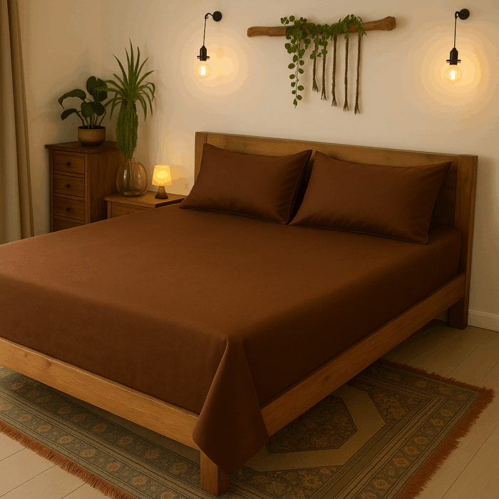 bd7(1) Premium 400 TC Plain Cotton Bedsheet with 2 Pillow Covers (4) - Image 1