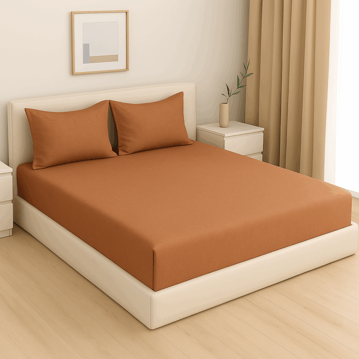 Premium 400 TC Plain Cotton Bedsheet with 2 Pillow Covers (6) - Image 2