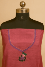 Pink – 2-Piece Bamboo Tussar Silk Unstitched Salwar Set - Image 4