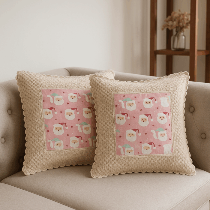 cc10(1) Handcrafted Santa Joy Crochet Cushion Cover - Image 1
