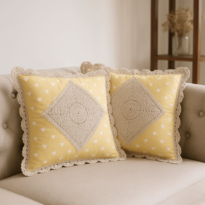 cc1(1) Handcrafted Crochet Heart Whisper Cushion Cover (18×18 inches) - Image 1