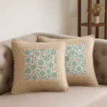 Handcrafted Mint Blossom Crochet Cushion Cover (18×18 inches)