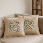 Handcrafted Yellow Floral Crochet Cushion Cover (18×18 inches)