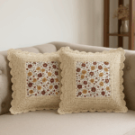 Handcrafted Autumn Bloom Crochet Cushion Cover (18×18 inches)