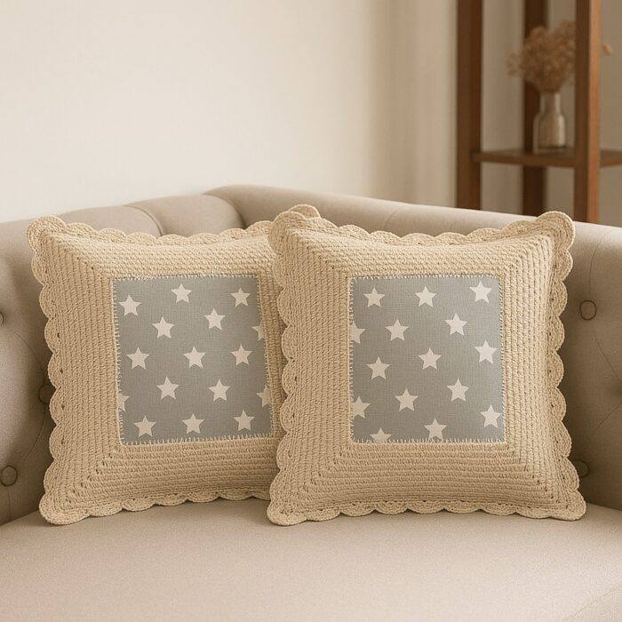 cc9(1) Handcrafted Starry Night Crochet Cushion Cover - Image 1