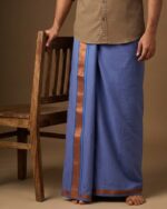 Kerala Handloom Viloet Lungi with Red and Blue Stripe (180 x 130 cm)