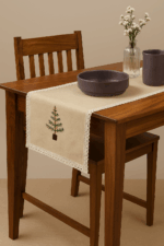 Handcrafted Festive Pine Cross stitched embroidery Runner (80 x 14 inches)