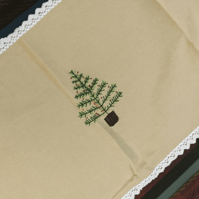 Handcrafted Festive Pine Cross stitched embroidery Runner (80 x 14 inches) - Image 2