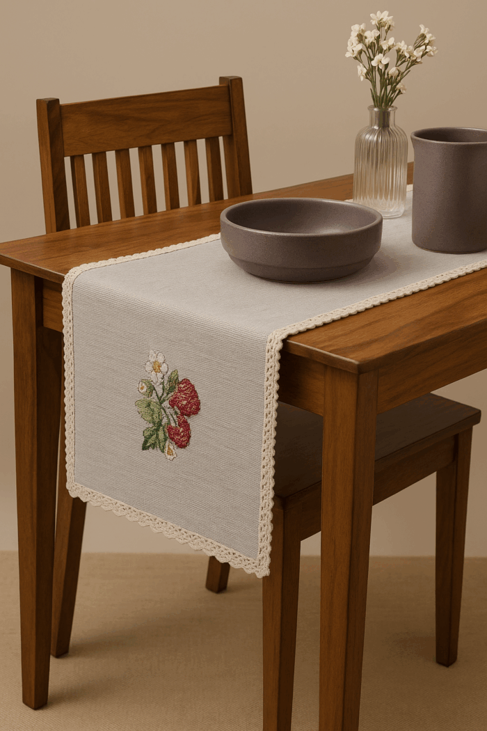 run7(2) Handcrafted Floral Charm Crochet Runner (80 x 14 inches) - Image 1