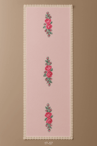 Handcrafted Bloom Grace Cross stitched embroidery Runner (57 x 17 inches) - Image 2