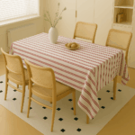 Handwoven Cotton Red and White Striped tablecloth (10)