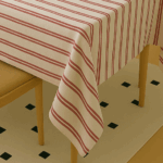 Handwoven Cotton Red and White Striped tablecloth (10) - Image 2