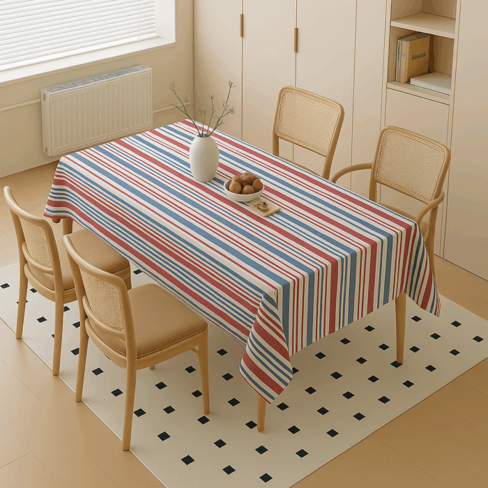 tc1(1) Handwoven Cotton Multicolour Striped tablecloth (1) - Image 1