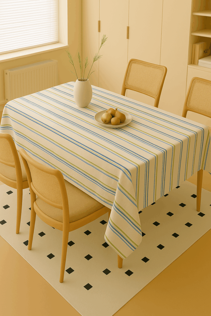 tc11(1) Handwoven Cotton Multicolour Striped tablecloth (11) - Image 1