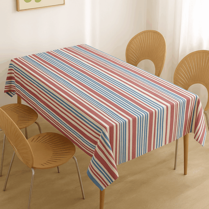 Handwoven Cotton Multicolour Striped tablecloth (1) - Image 2