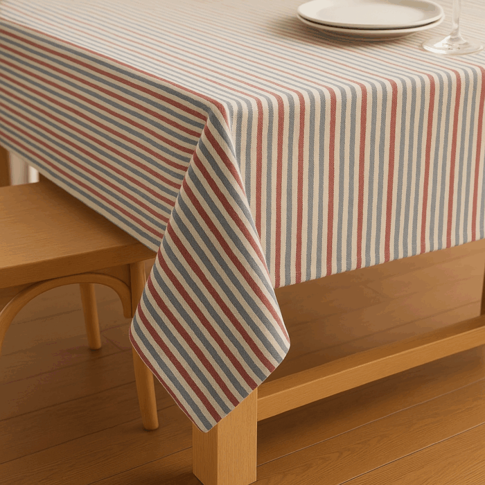 Handwoven Cotton Multicolour Striped tablecloth (1) - Image 3