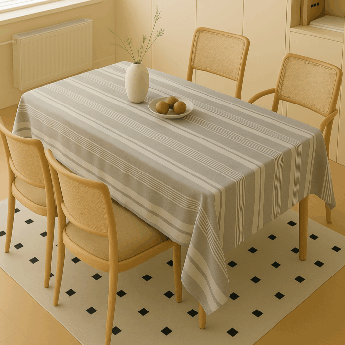 Handwoven Cotton Multicolour Striped tablecloth (13) - Image 1