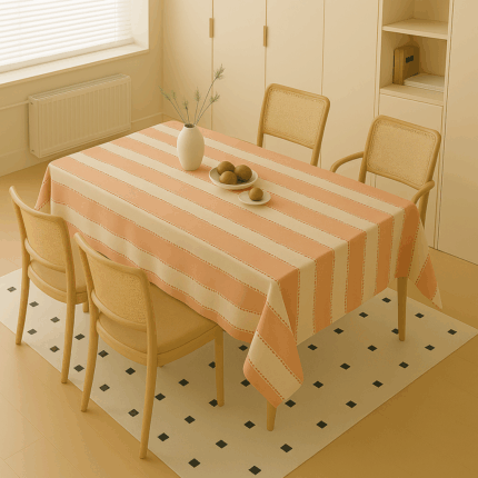 Handwoven Cotton Orange Striped tablecloth (14)