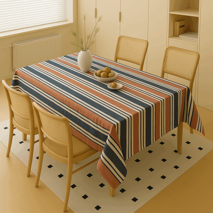 tc16(1) Handwoven Cotton Multicolour Striped tablecloth (16) - Image 1