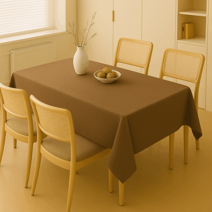 tc18(1) Handwoven Cotton Brown Plain Tablecloth (18) - Image 1
