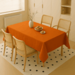 Handwoven Cotton Orange Plain Tablecloth (19)